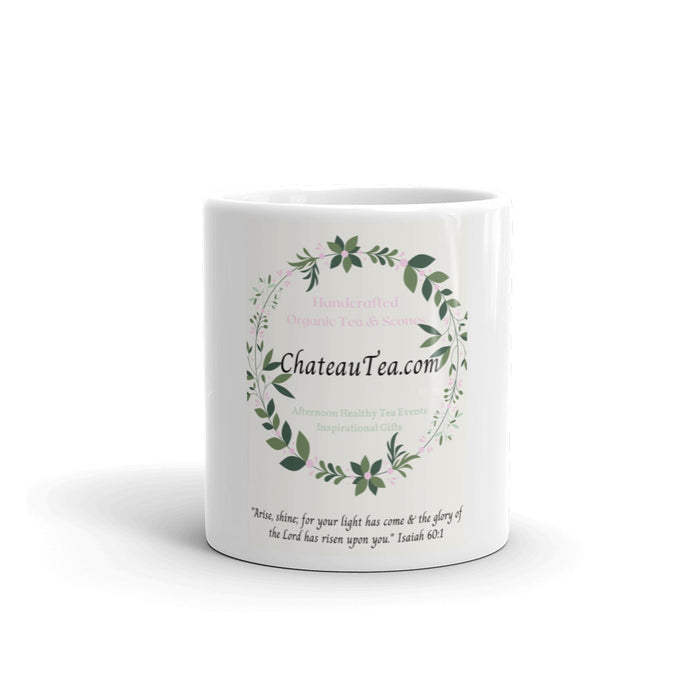 Tea lovers Mug - Chateau Tea pink & green floral wreath