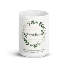 Tea lovers Mug - Chateau Tea pink & green floral wreath